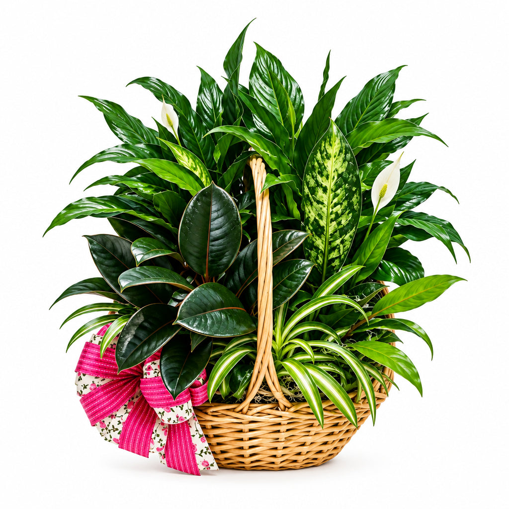Pink plant arrangement – Greenery Basket by Gris Glam