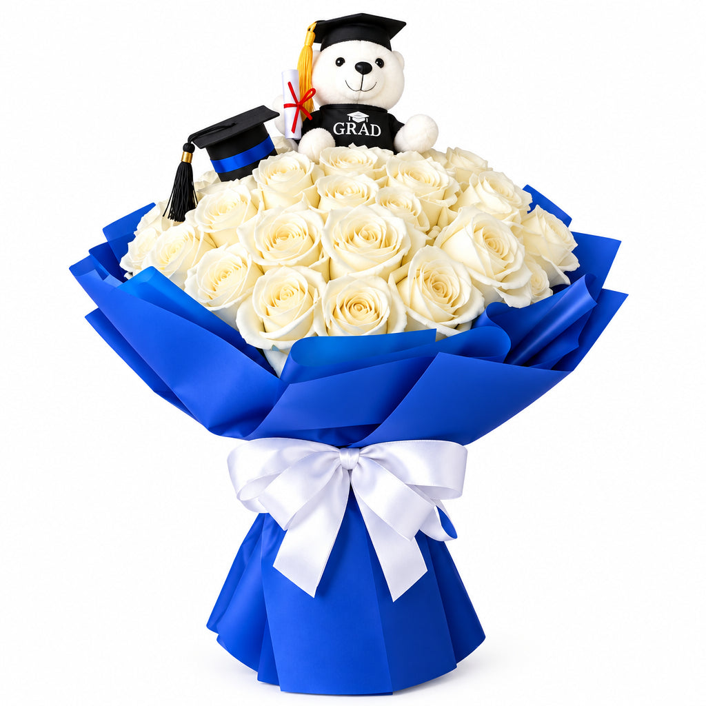 White bouquet – Scholar Bear Bouquet by Gris Glam