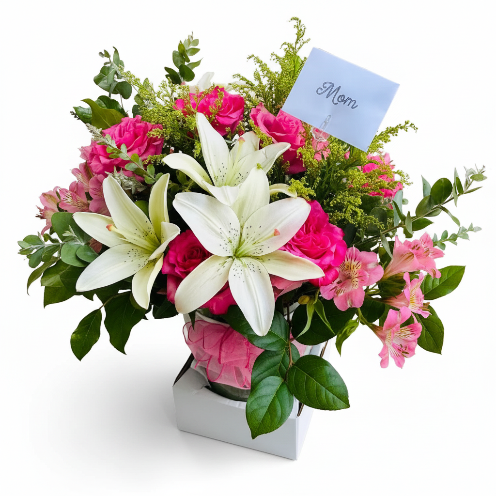 White floral arrangement – Just for Mom by Gris Glam