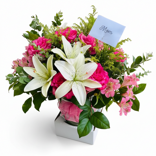 White floral arrangement – Just for Mom by Gris Glam