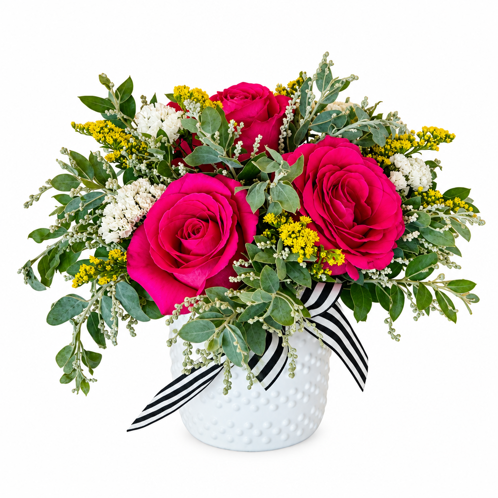 Green floral arrangement – Ribbon and Rose by Gris Glam