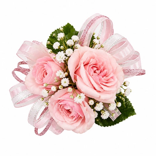 Pink corsage – Ribbon Rose Corsage by Gris Glam