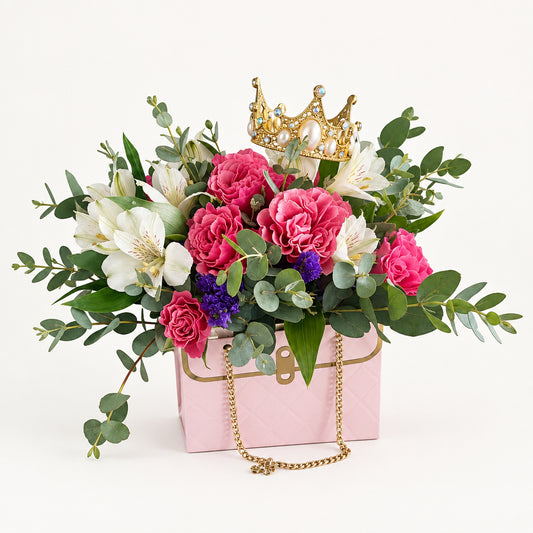 White floral arrangement – Royal Rose Box by Gris Glam