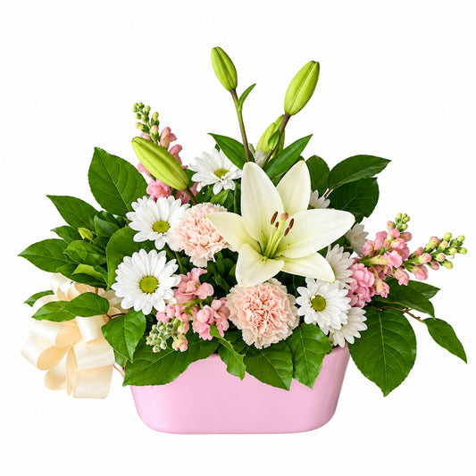 White floral arrangement – Sweet Arrival by Gris Glam
