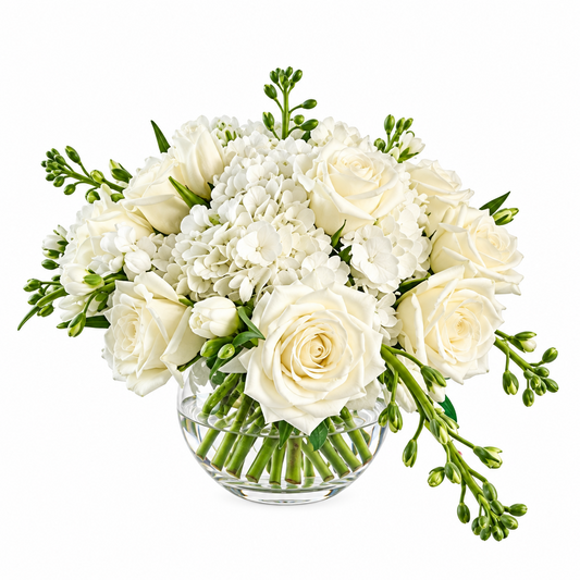 White floral arrangement – Tender Remembrance by Gris Glam