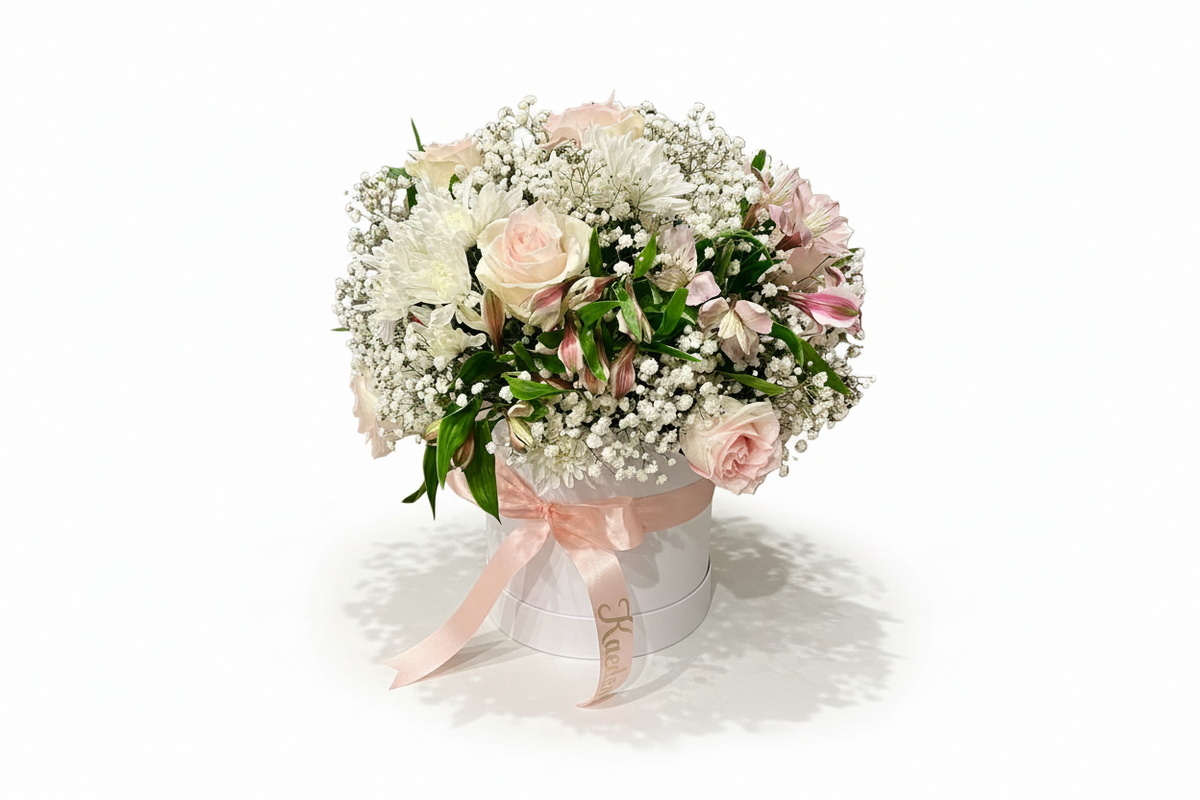 White floral arrangement – Welcome Little One by Gris Glam